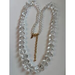 VTG Joan Rivers Clear Lucite Chunky Graduated Bead 32" Necklace Long